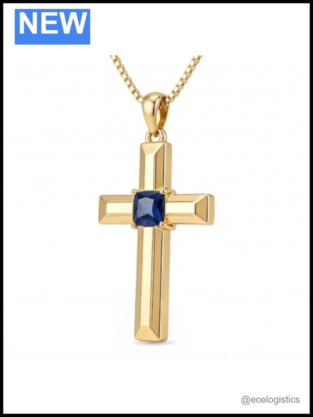 14K Gold Plated Birthstone Cross Necklace Minimalist Pendant